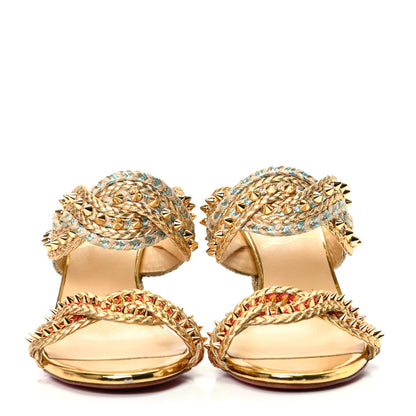 Christian Louboutin Calfskin Rope Normandie 85 Wedge Slide Sandals 36 Gold 2 of 8