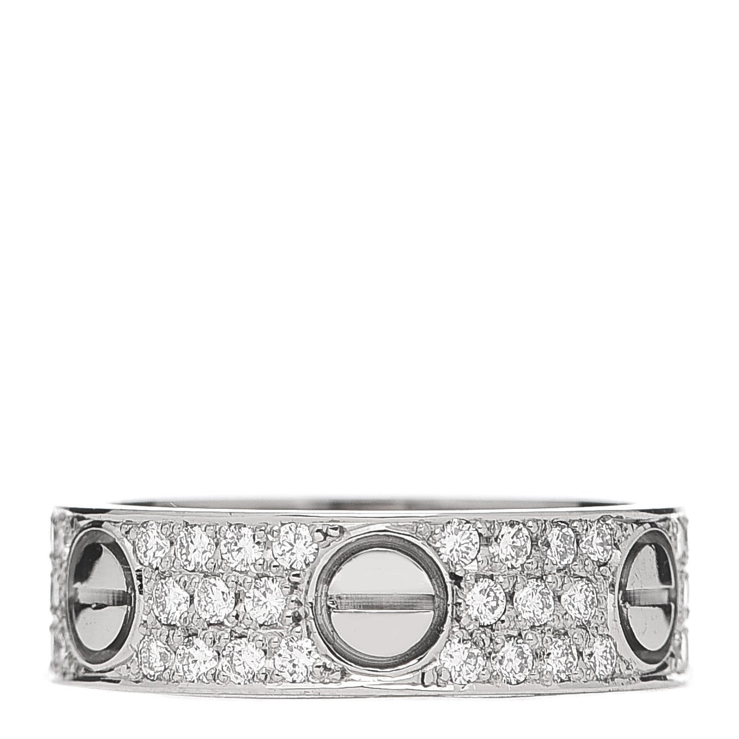 18K White Gold Diamond 5mm LOVE Wedding Paved Band Ring 52 6