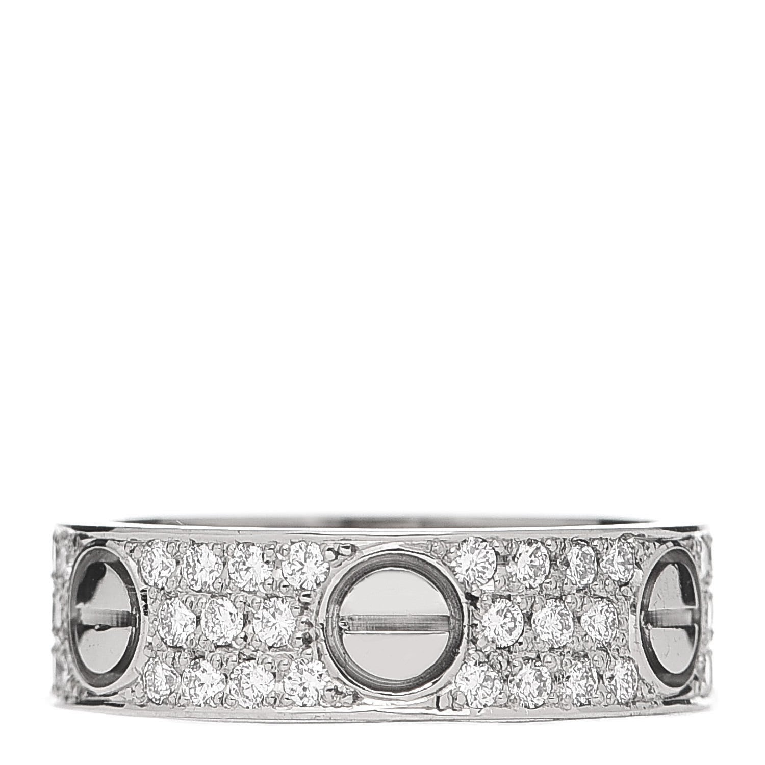 Cartier 18K White Gold Diamond 5mm LOVE Wedding Paved Band Ring 52 6 1 of 6