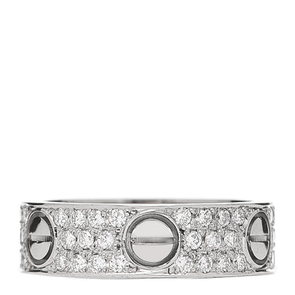 Cartier 18K White Gold Diamond 5mm LOVE Wedding Paved Band Ring 52 6 1 of 6