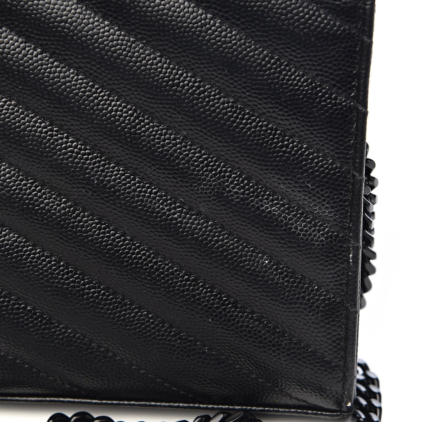 Grain De Poudre Matelasse Chevron Monogram Chain Wallet Black