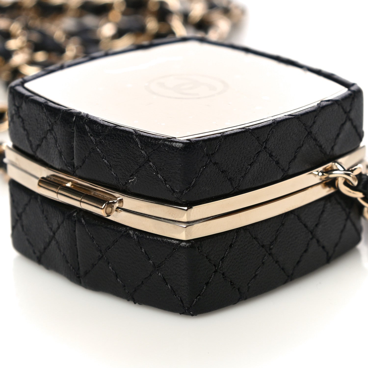 Chanel Lambskin Quilted Small Beauty Box Clutch With Chain Black 8 of 9