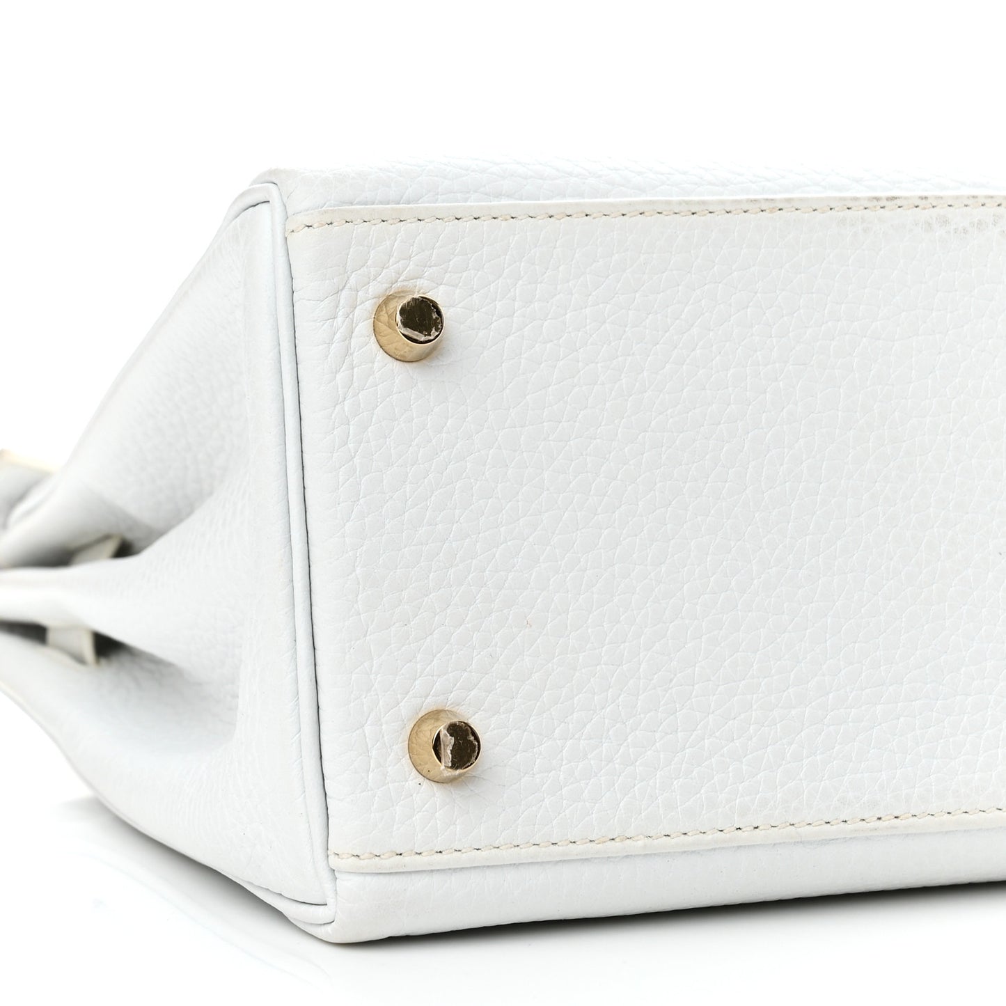 Taurillon Clemence Horseshoe Kelly Retourne 28 White Jaune D'Or