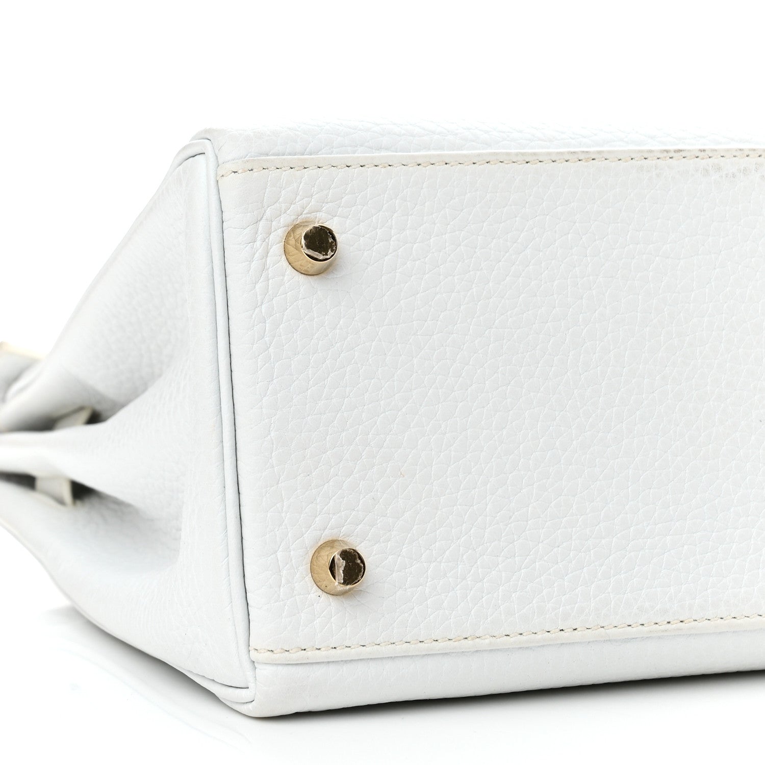 Hermes Taurillon Clemence Horseshoe Kelly Retourne 28 White Jaune D'Or 9 of 19