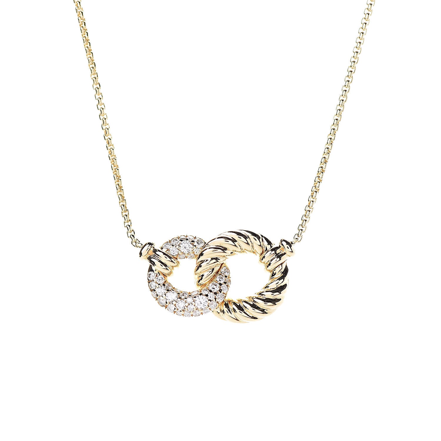 David Yurman 18K Yellow Gold Diamond Pave Extra-Small Belmont Pendant Necklace 5 of 7