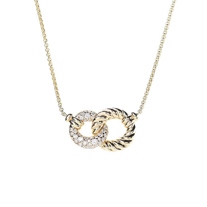 David Yurman 18K Yellow Gold Diamond Pave Extra-Small Belmont Pendant Necklace 5 of 7