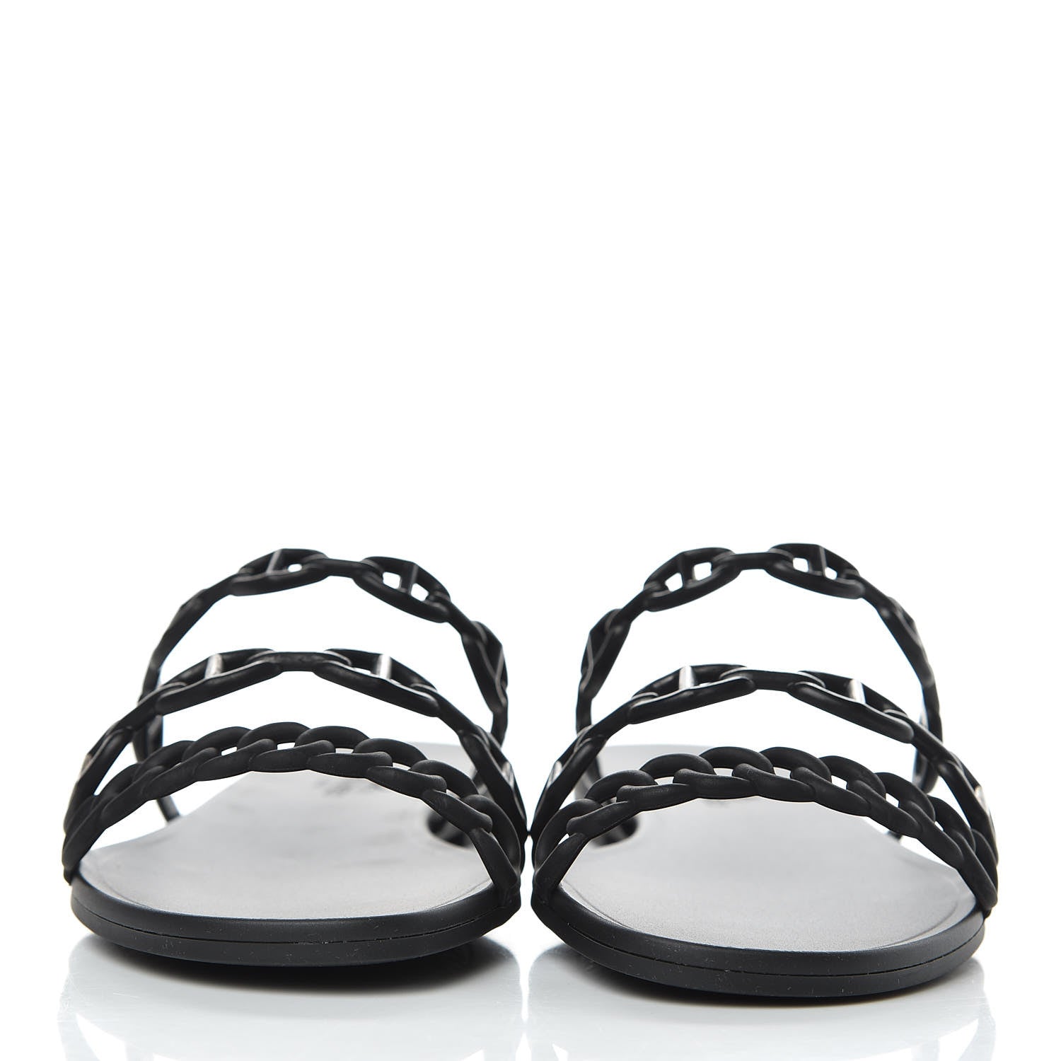 Hermes Rubber Chaine d'Ancre Rivage Sandals 37 Black 2 of 8