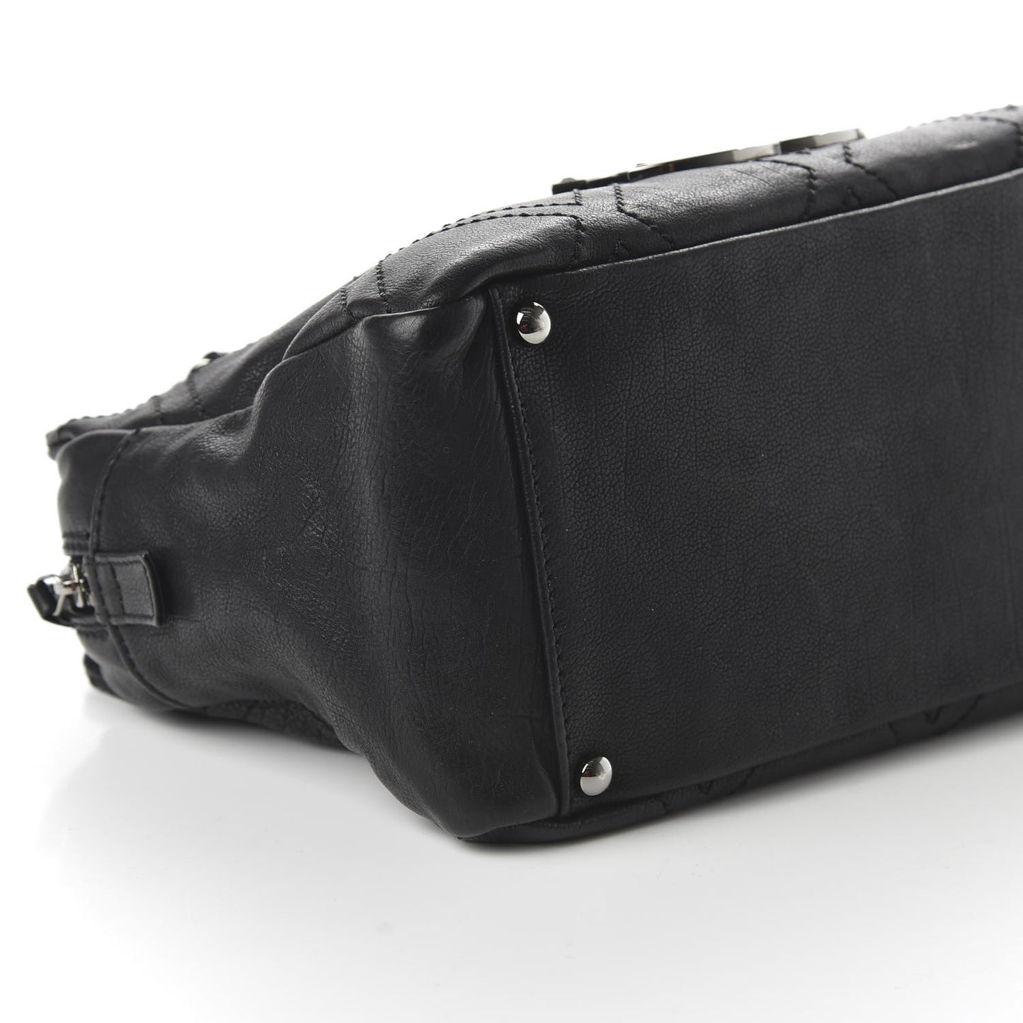 Calfskin Diamond Stitch Tote Black