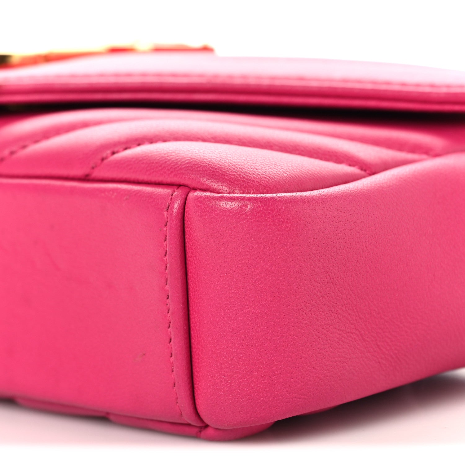 Saint Laurent Calfskin Matelasse Chevron Classic Monogram Baby Chain Bag Fuchsia 10 of 11