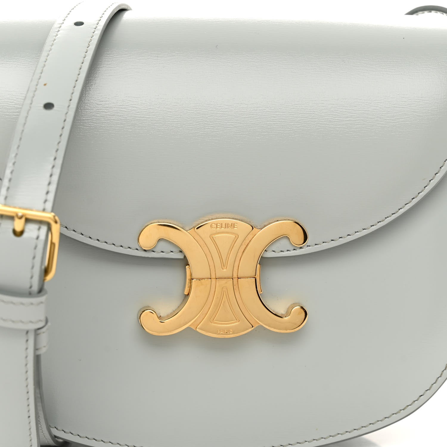 Celine Shiny Calfskin Besace Clea Triomphe Blue Gray 7 of 10