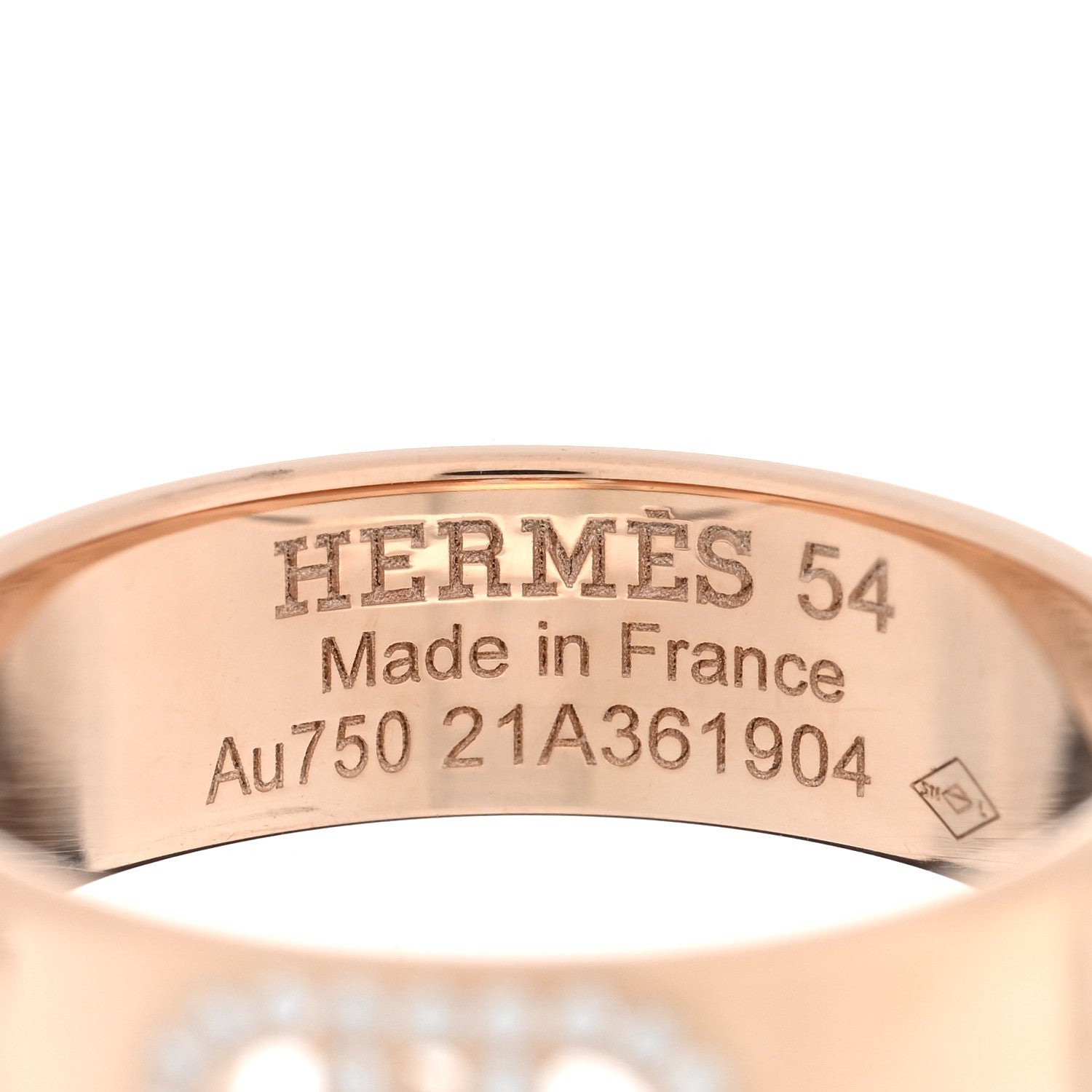Hermes 18K Rose Gold Diamond PM H D'Ancre Ring 54 7 4 of 5