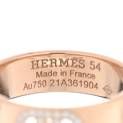 Hermes 18K Rose Gold Diamond PM H D'Ancre Ring 54 7 4 of 5