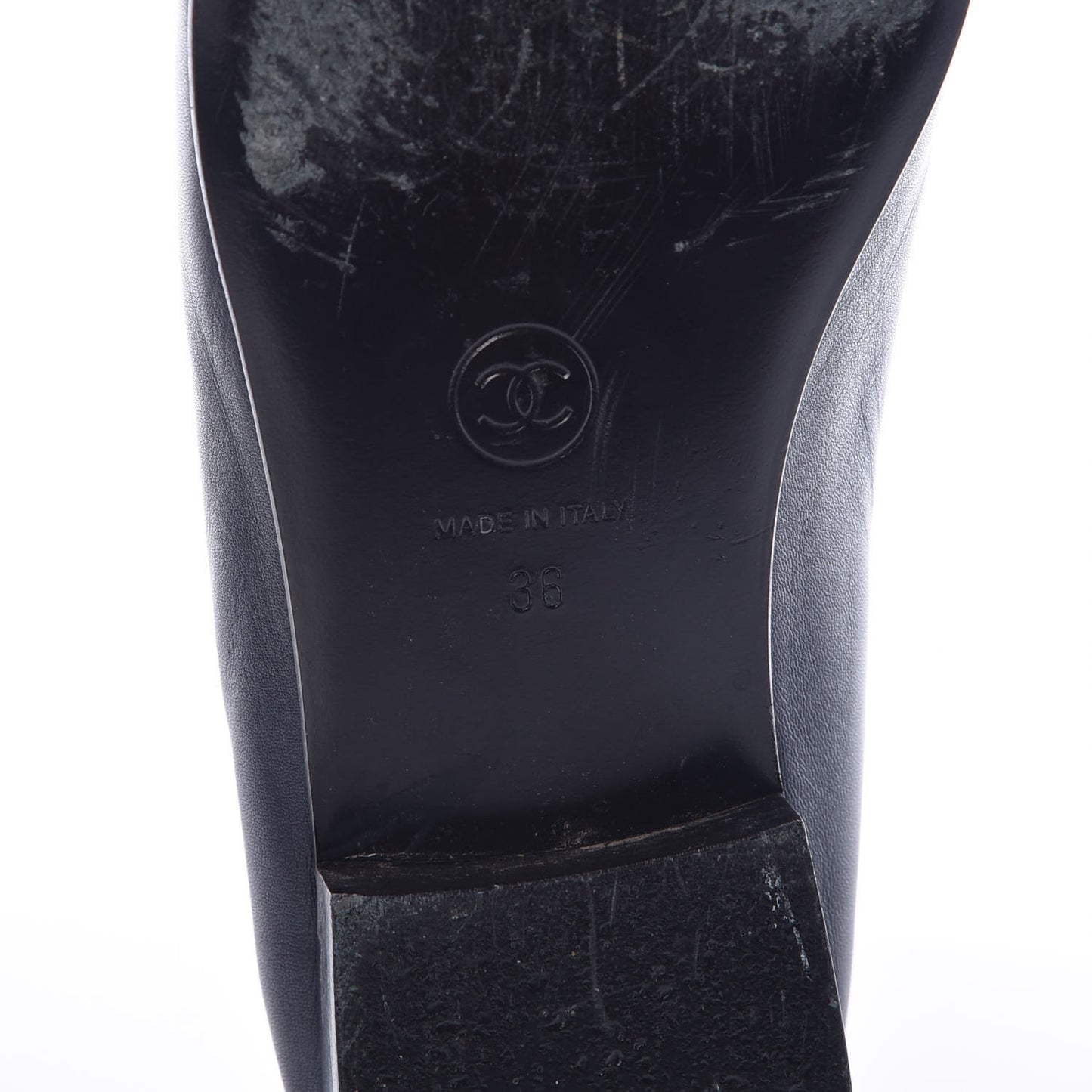 Lambskin CC Cap Toe Ballerina Flats 36 Navy