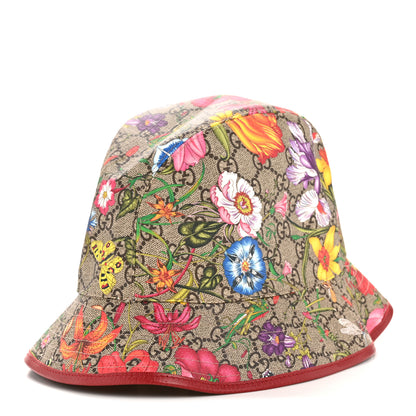 Gucci GG Supreme Monogram Flora Fedora Hat L Red 1 of 9
