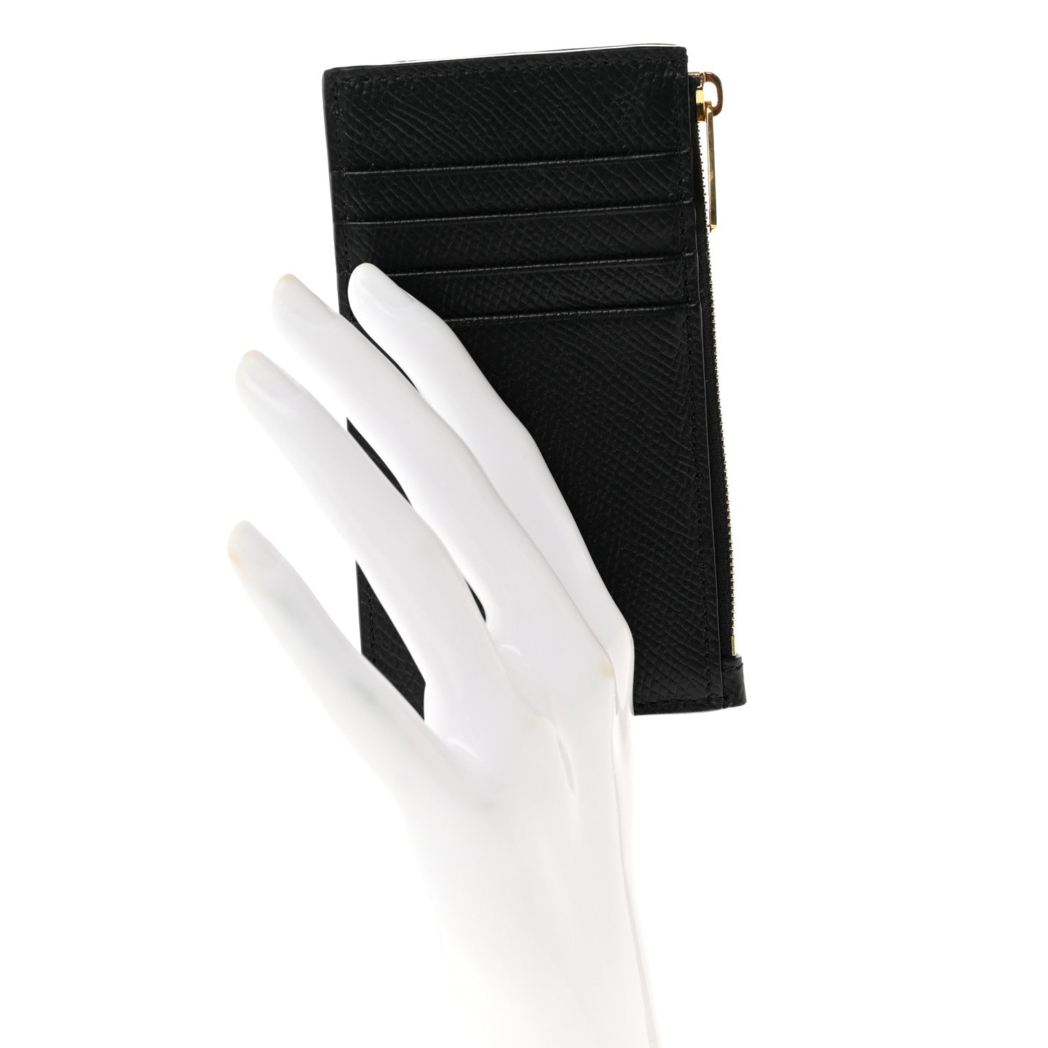 Celine Grained Calfskin Zipped Card Holder Black 2 of 6