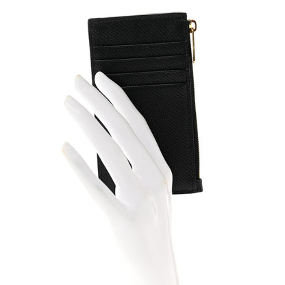 Celine Grained Calfskin Zipped Card Holder Black 2 of 6