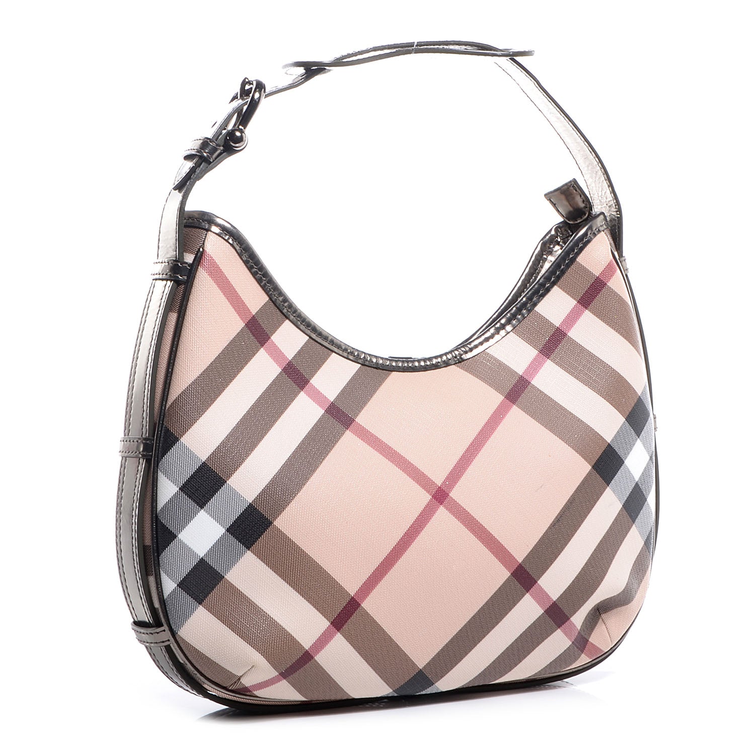Burberry Patent Supernova Check Small Barton Hobo Metallic 3 of 8