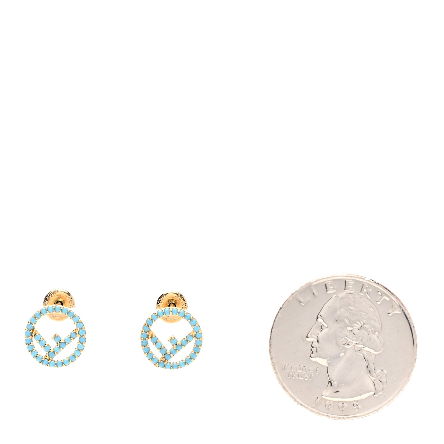 Fendi Metal Beaded F is Fendi Earrings Turquoise 2 of 5