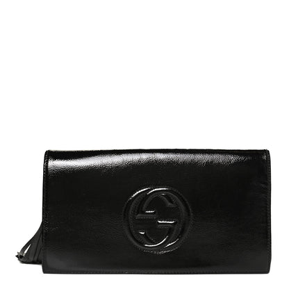 Gucci Soft Patent Medium Soho Clutch Black 1 of 13
