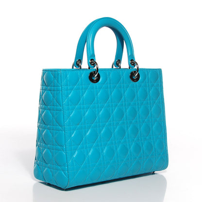 Christian Dior Lambskin Cannage Large Lady Dior Turquoise 3 of 8