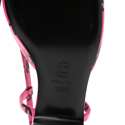 Chanel Printed Lambskin CC Slingback Sandals 38.5 Dark Pink 6 of 9