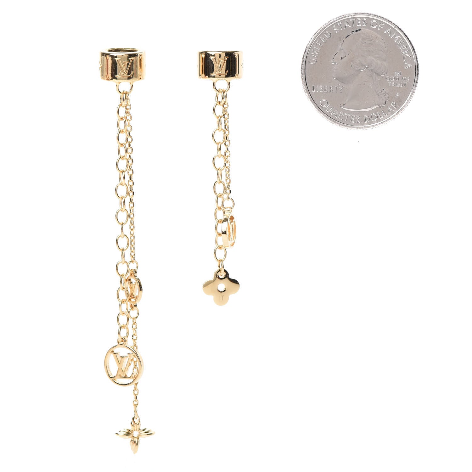 Louis Vuitton Nanogram Earphone Earrings Gold 2 of 4