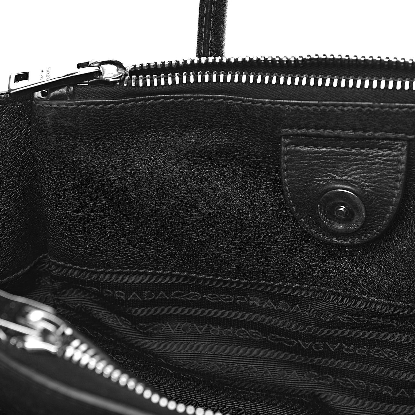 Glace Calf Twin Pocket Fringe Tote Black