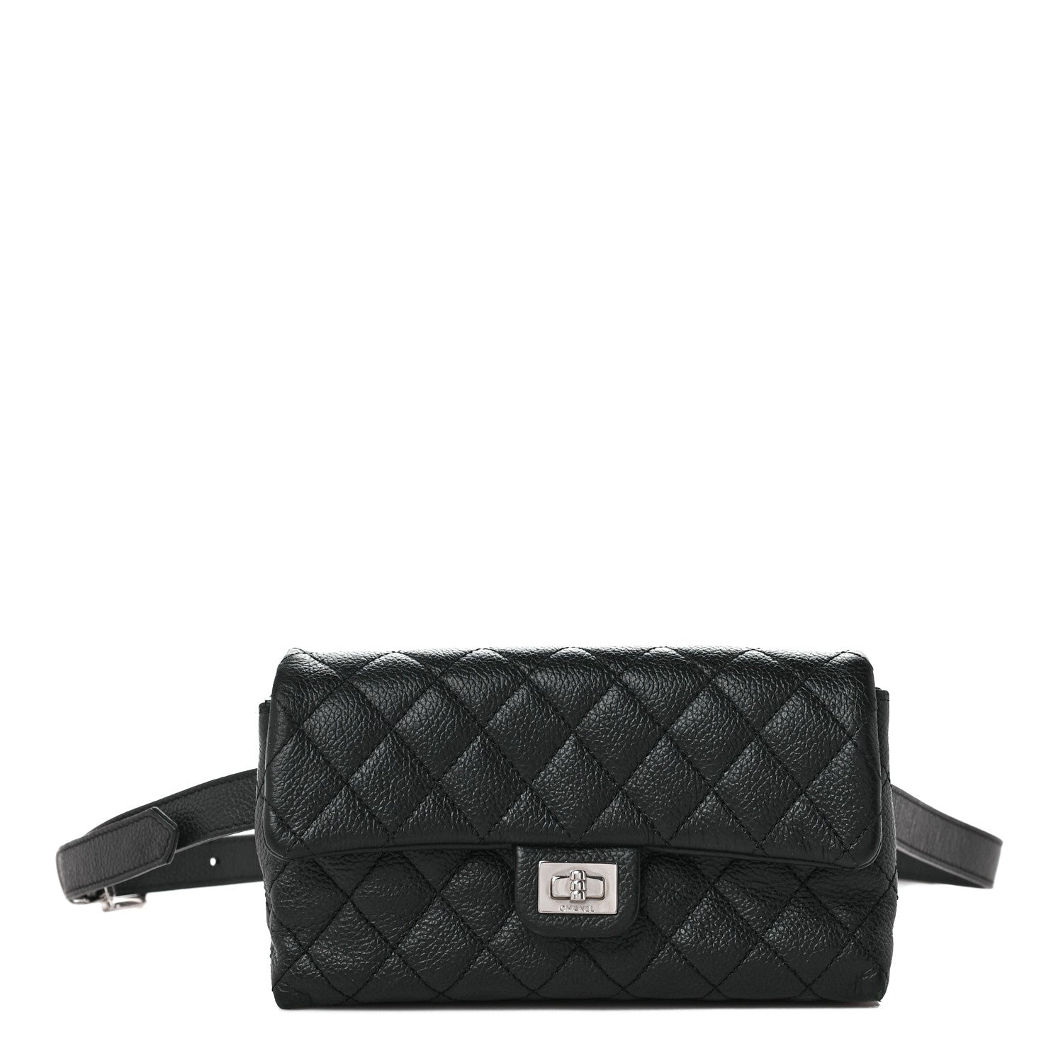 Chanel Grained Calfskin Quilted 2.55 Reissue Flap Belt Bag Clutch Black 1 of 9