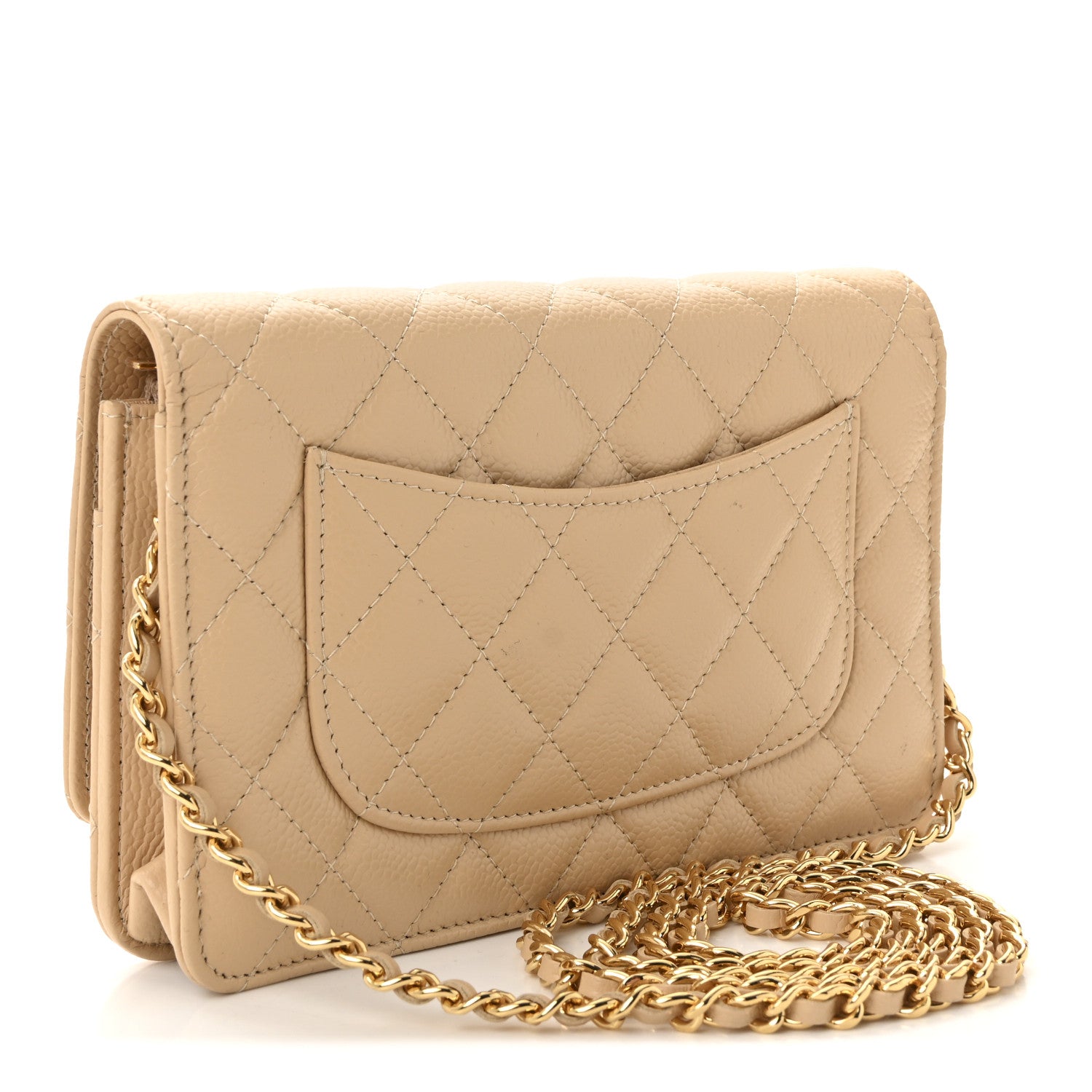 Chanel Caviar Quilted Wallet on Chain WOC Beige 3 of 11