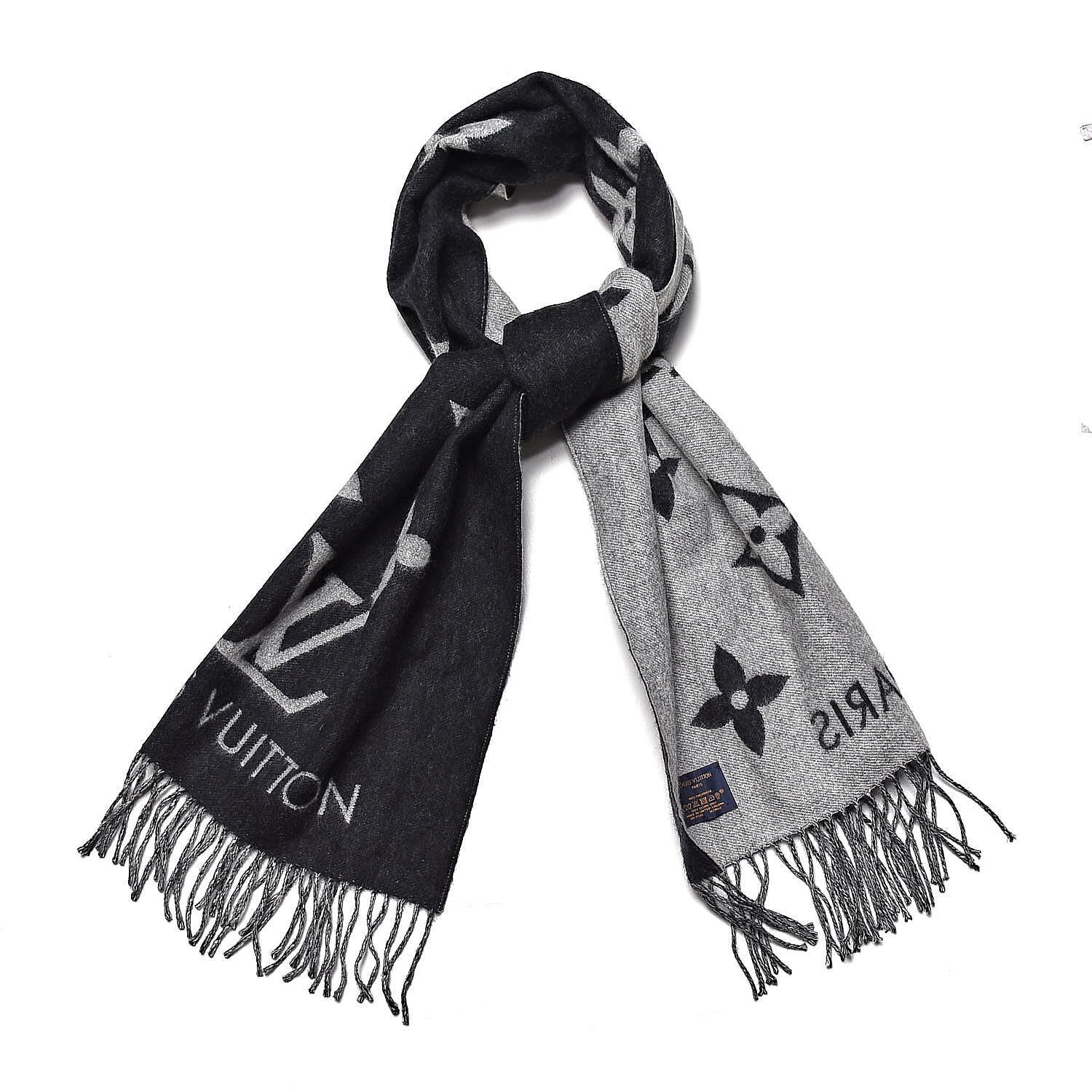 Louis Vuitton Cashmere Monogram Reykjavik Scarf Black 2 of 5
