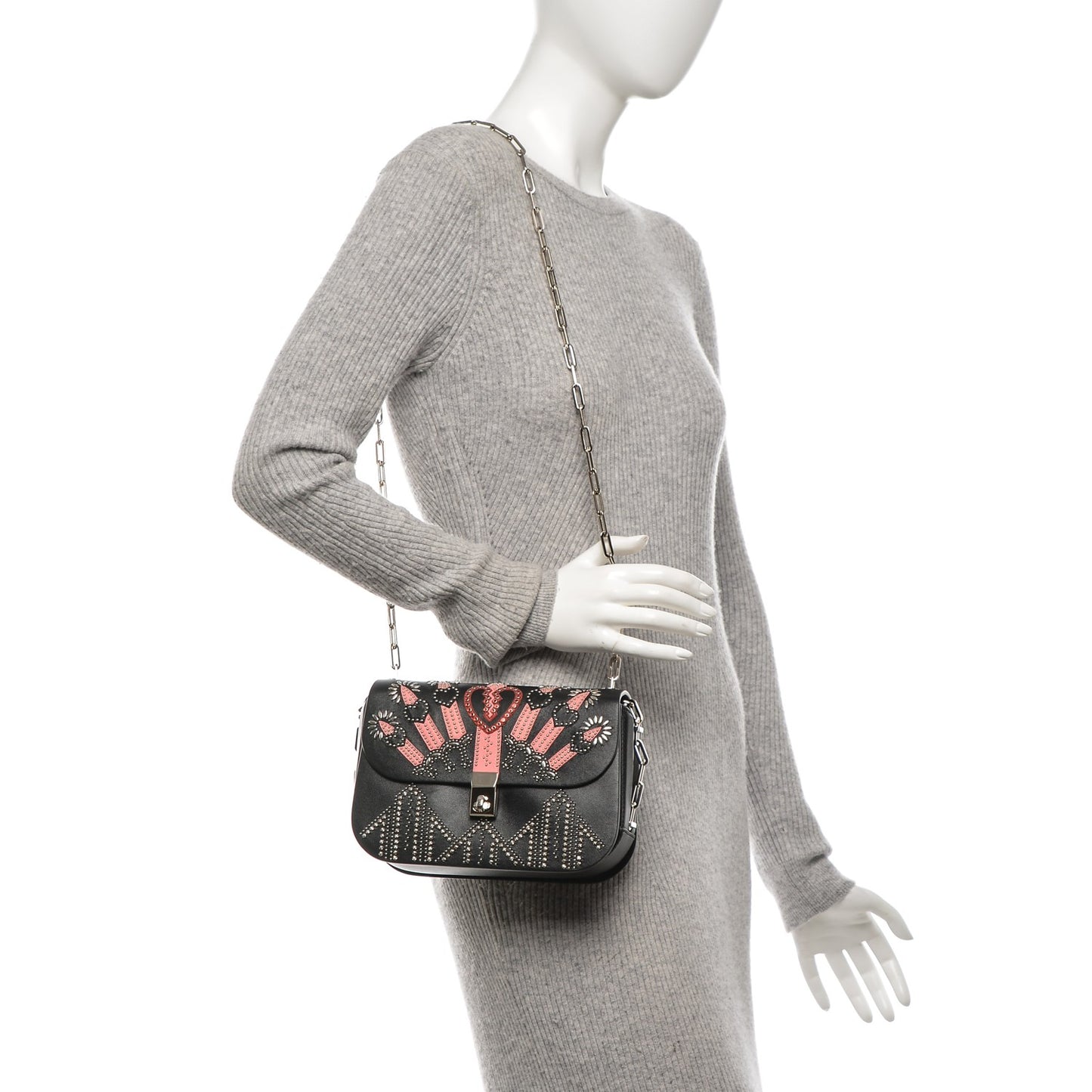 Vitello Loveblade Embellished Chain Flap Bag Black Multicolor