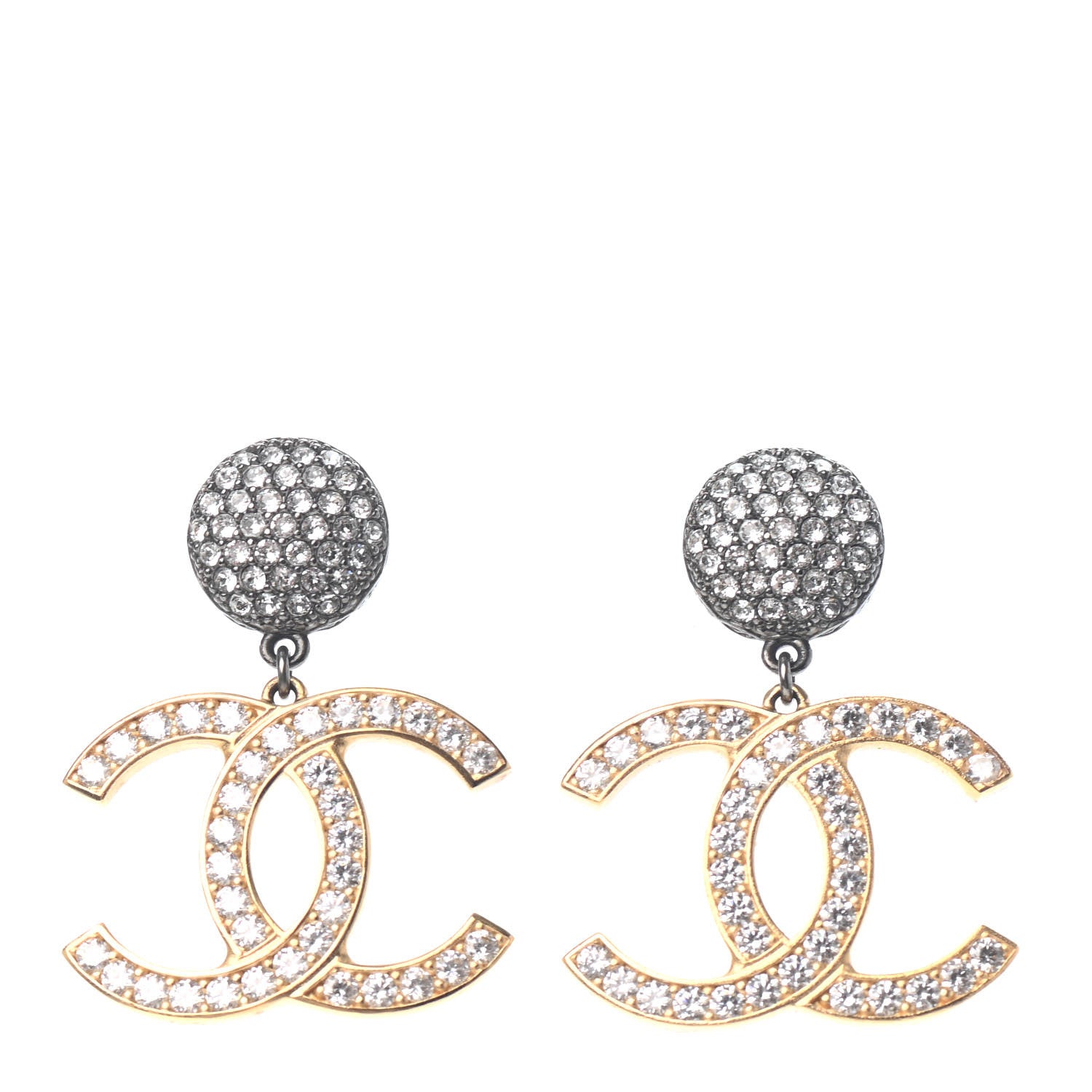 Chanel Crystal CC Drop Logo Earrings 1 of 4