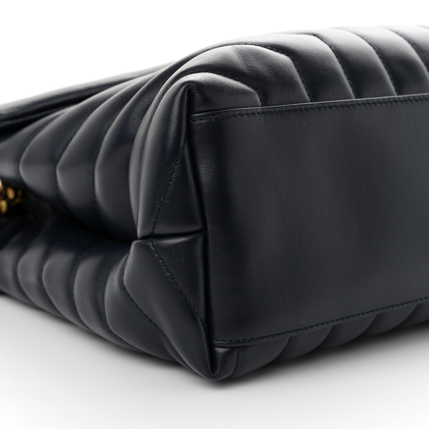 Saint Laurent Calfskin Y Quilted Monogram Medium Loulou Chain Satchel Deep Marine 8 of 10