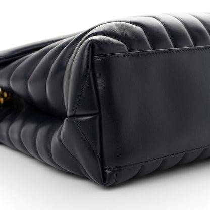 Saint Laurent Calfskin Y Quilted Monogram Medium Loulou Chain Satchel Deep Marine 8 of 10