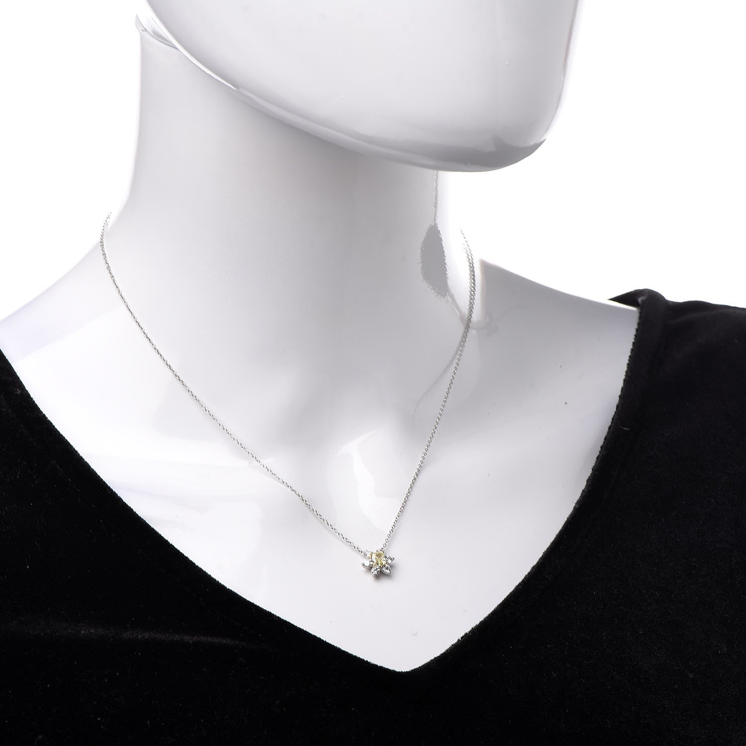 Tiffany Platinum 18K Yellow Gold Diamond Fancy Yellow Diamond Buttercup Necklace 2 of 7