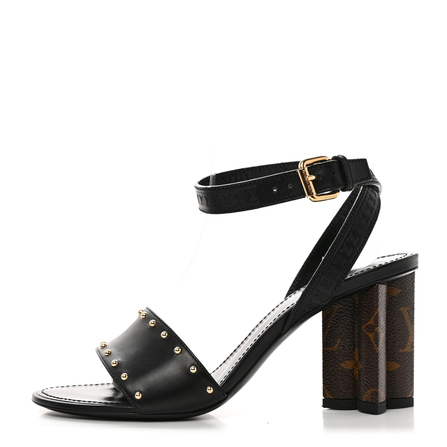 Louis Vuitton Calfskin Studded Monogram Silhouette Sandals 36 Black 1 of 9