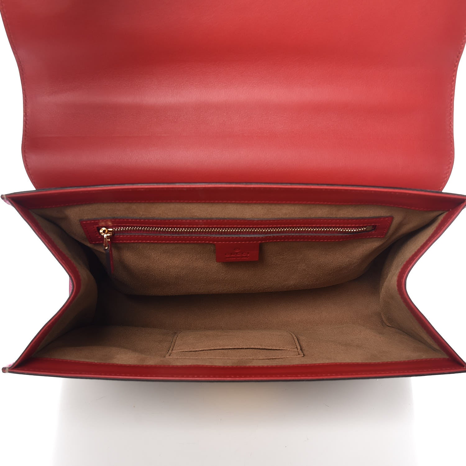 Gucci GG Supreme Monogram Calfskin Medium Padlock Top Handle Bag Beige Hibiscus Red New Rosette 5 of 10