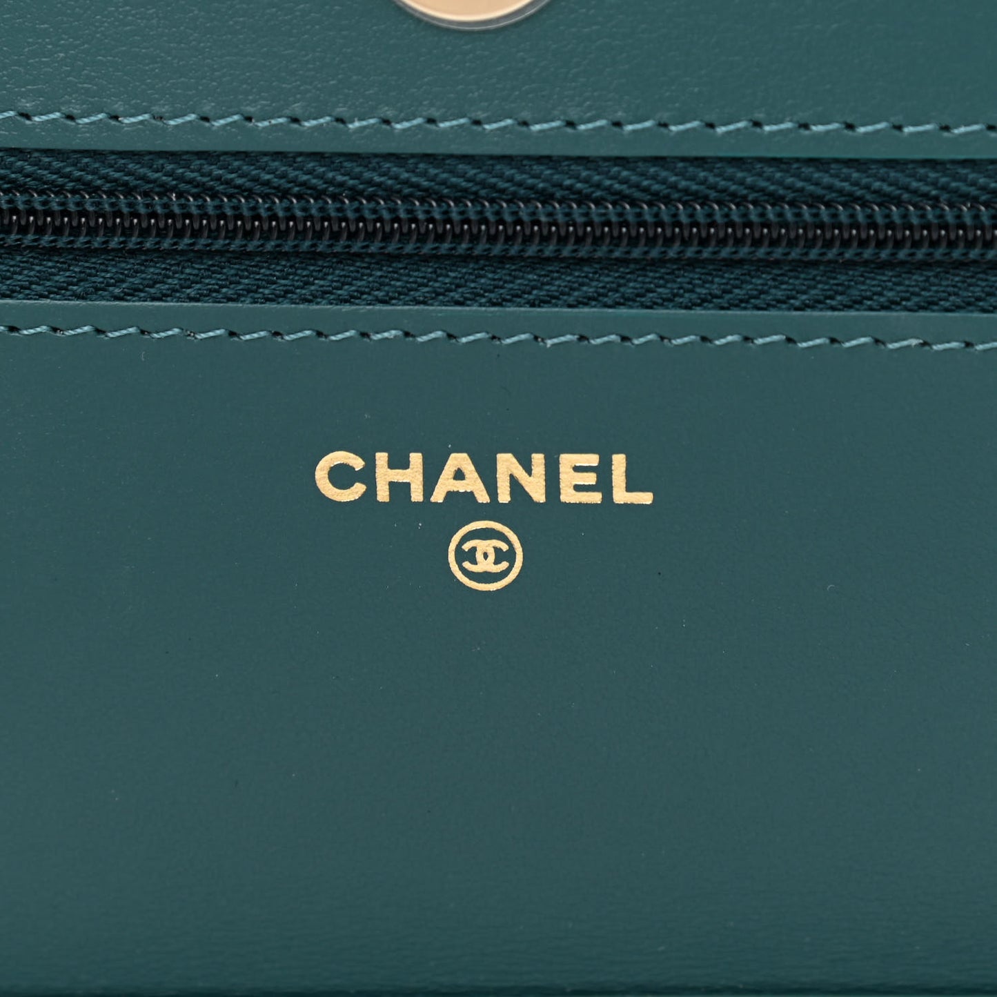 Shaded Patent Calfskin Quilted Wallet On Chain WOC Green Blue