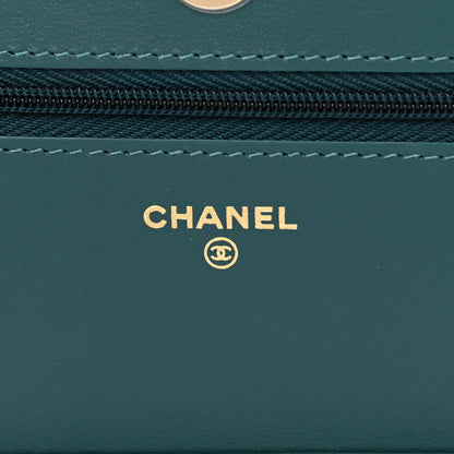 Chanel Shaded Patent Calfskin Quilted Wallet On Chain WOC Green Blue 6 of 12