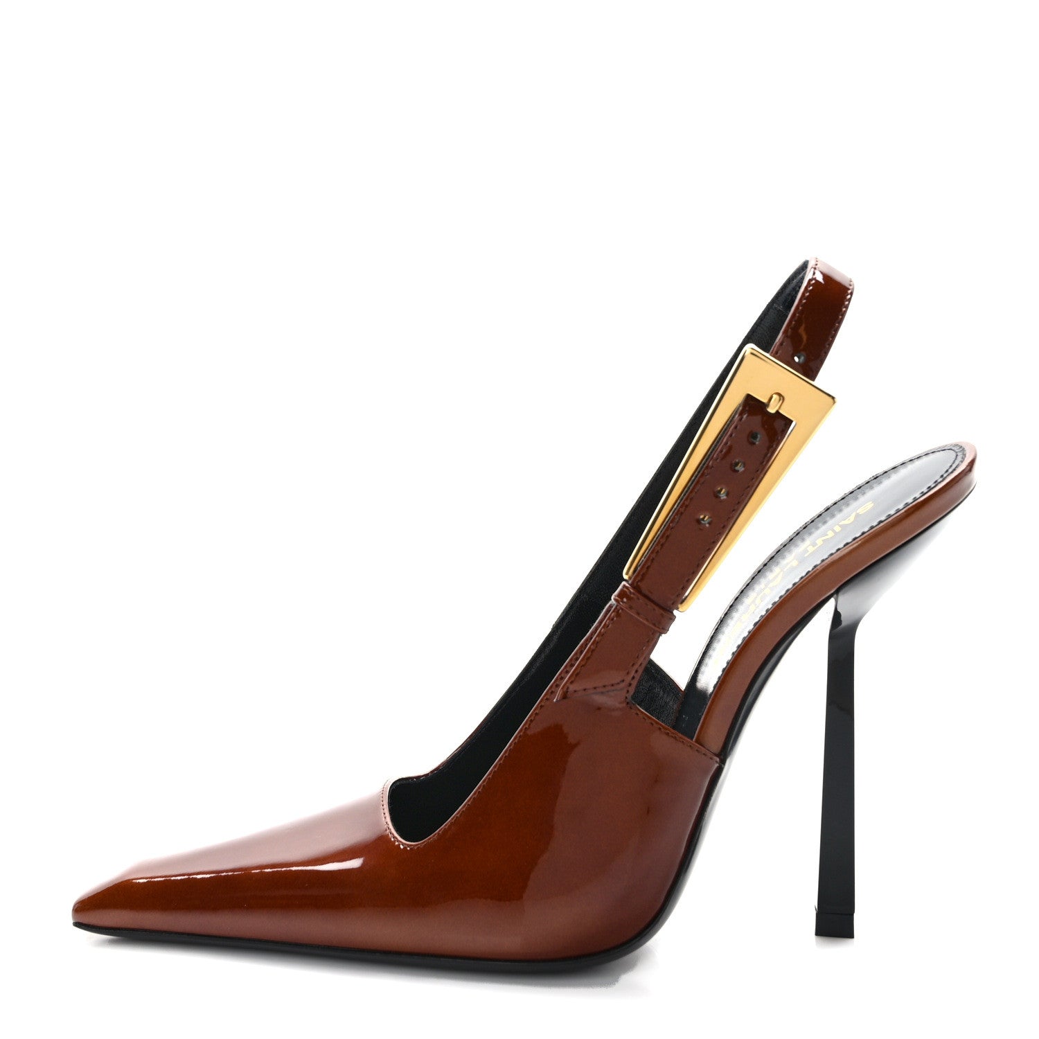 Saint Laurent Vernice Gloss Slingback Graham 115 Pumps 35 Fluffy Chataigne 1 of 9