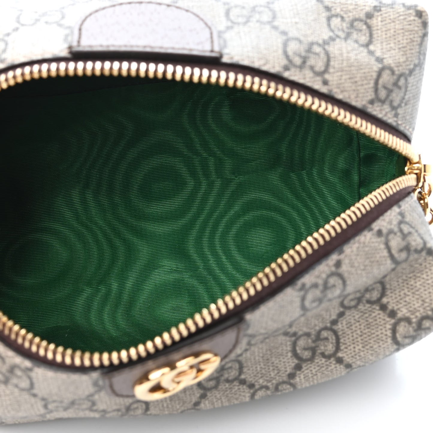 Soft GG Supreme Monogram Calfskin Medium Ophidia Cosmetic Case Beige Ebony New Acero
