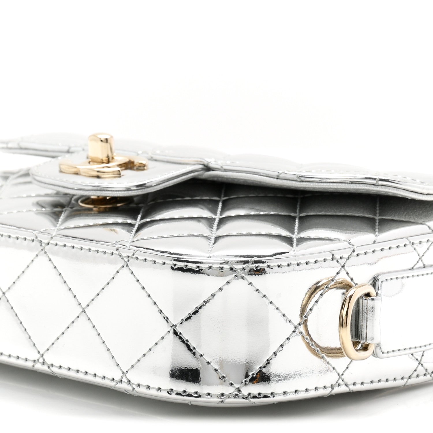 Chanel Mirror Calfskin Metallic Calfskin Quilted Hollywood Boulevard Mini Flap With Star Coin Purse Silver 11 of 11