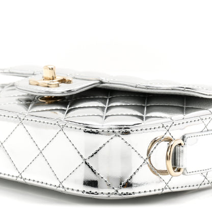 Chanel Mirror Calfskin Metallic Calfskin Quilted Hollywood Boulevard Mini Flap With Star Coin Purse Silver 11 of 11
