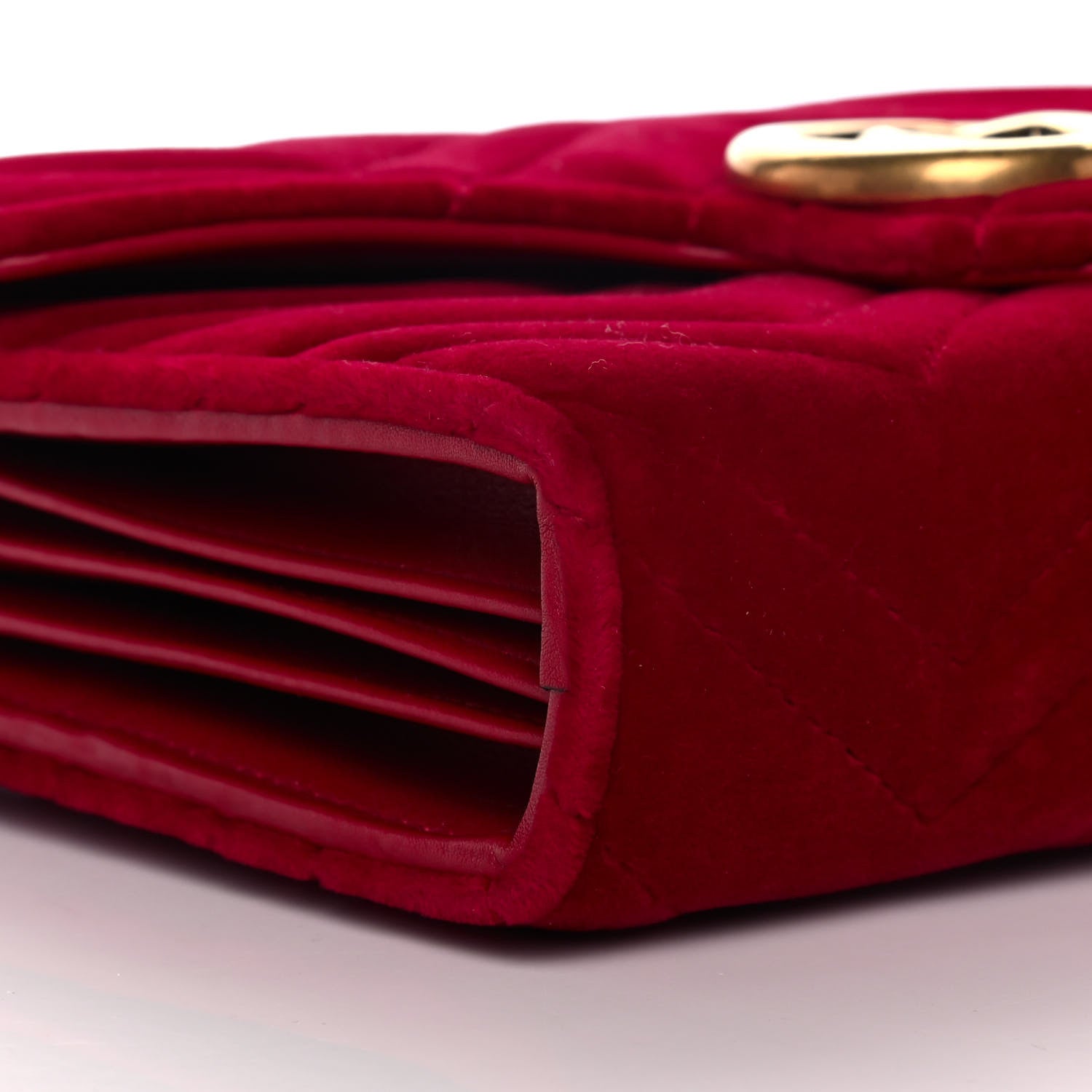 Gucci Velvet Matelasse GG Marmont Chain Wallet Fuchsia Violet Cyclamen 10 of 12