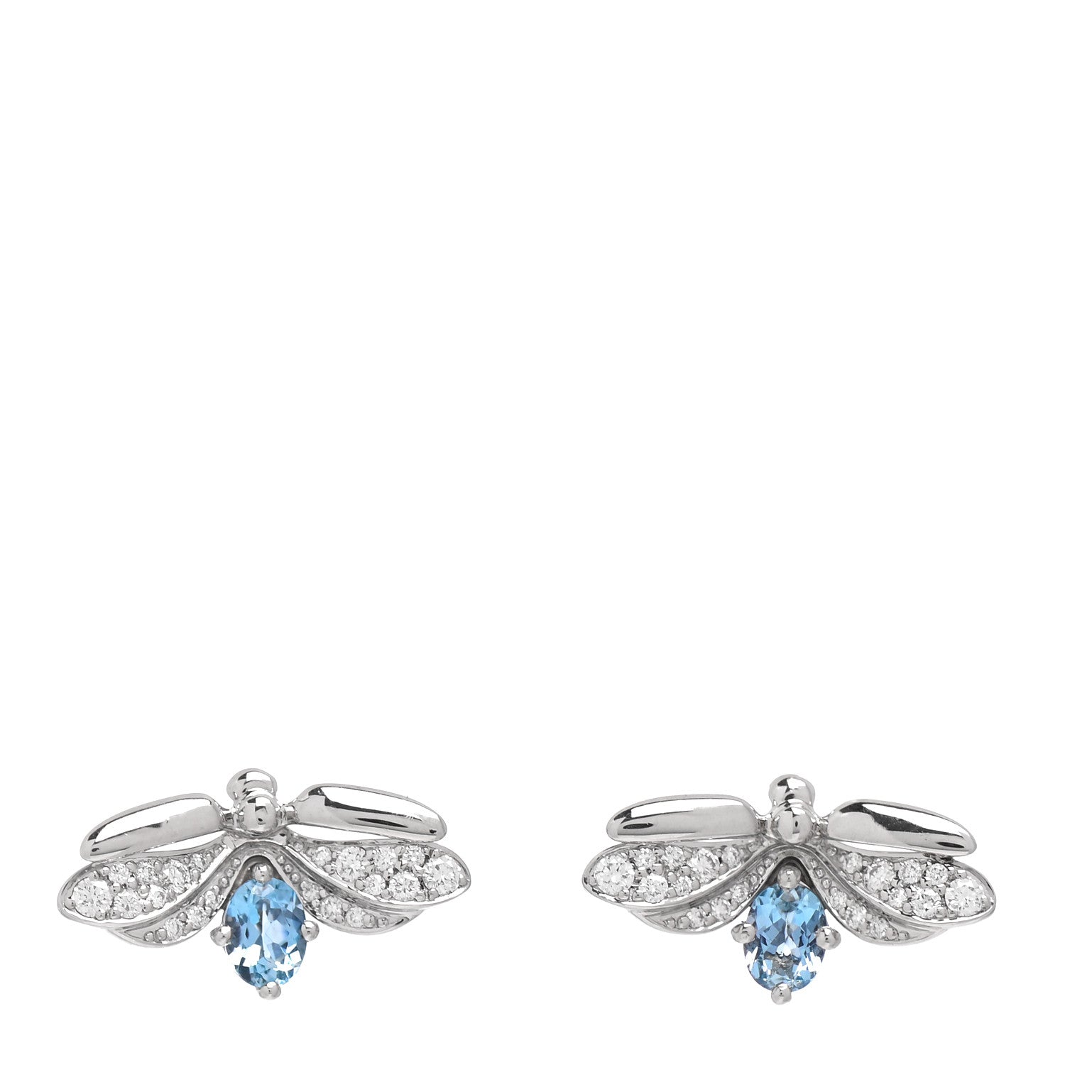 Tiffany Platinum Diamond Aquamarine Paper Flowers Firefly Earrings 2 of 10