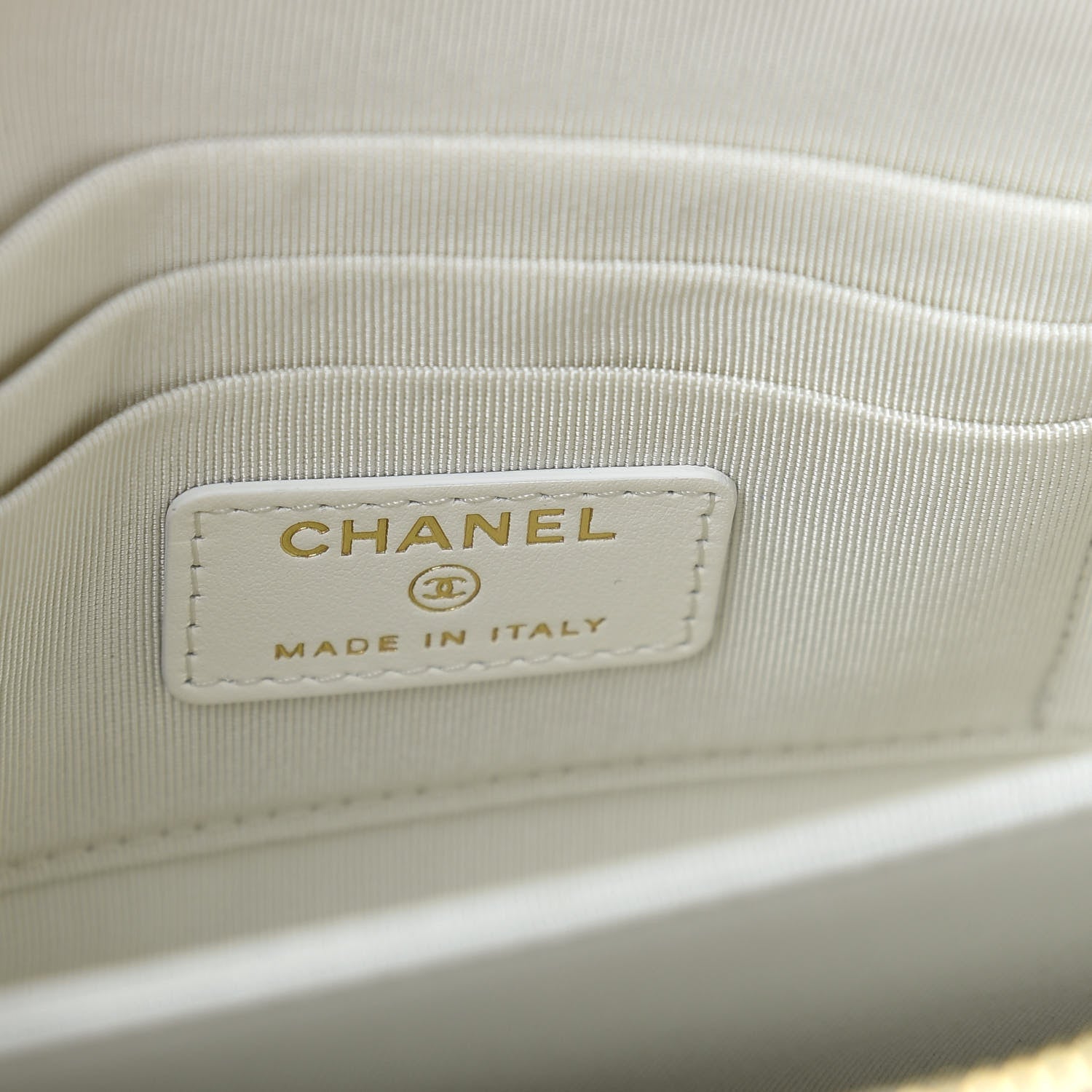 Chanel Shiny Goatskin Quilted Chanel 19 Small Pouch With Handle White 6 of 8