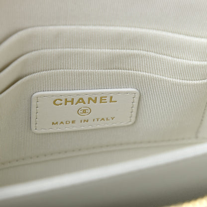 Chanel Shiny Goatskin Quilted Chanel 19 Small Pouch With Handle White 6 of 8