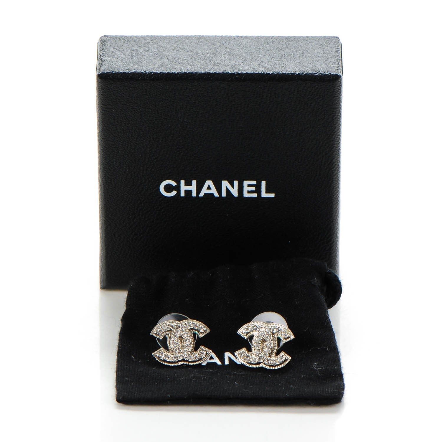 Chanel Crystal CC Earrings Silver 3 of 7