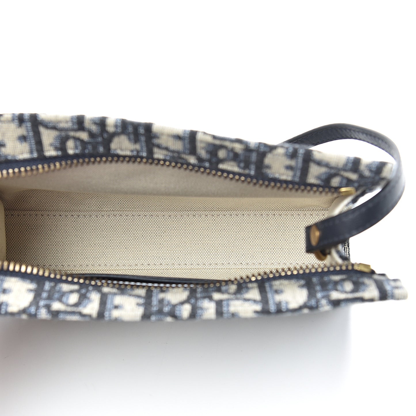 Oblique Zipped Pouch Clutch Blue
