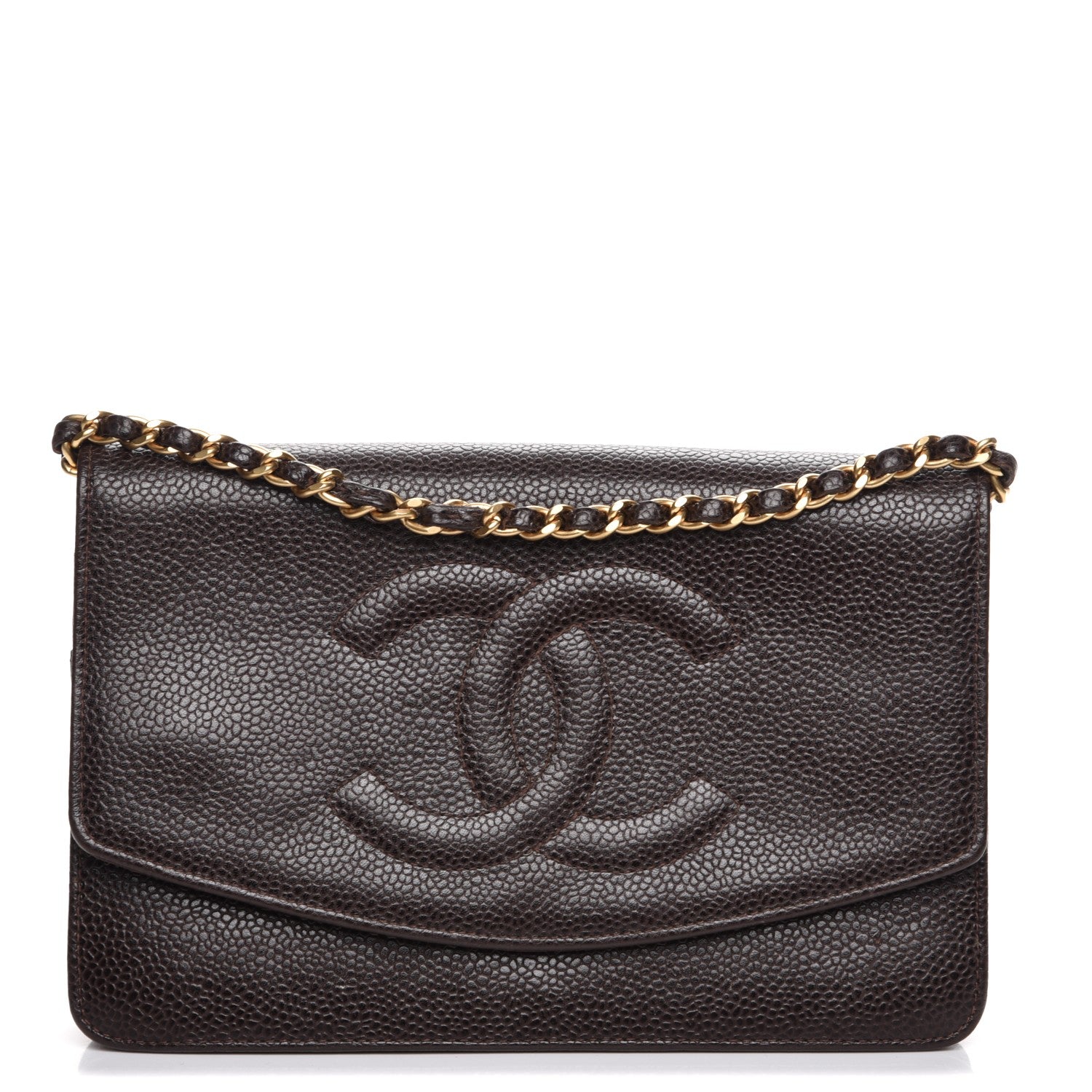 Chanel Caviar Timeless CC Wallet On Chain WOC Dark Brown 1 of 10